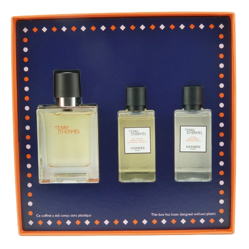 Hermes Terre D' Gift Set Eau De Toilette Spray 50ml + Shower Gel 40ml + Aftershave 40ml (Damage Box)