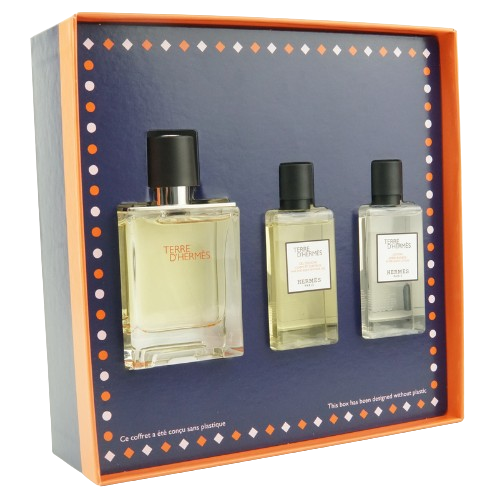 Hermes Terre D' Gift Set Eau De Toilette Spray 50ml + Shower Gel 40ml + Aftershave 40ml (Damage Box)