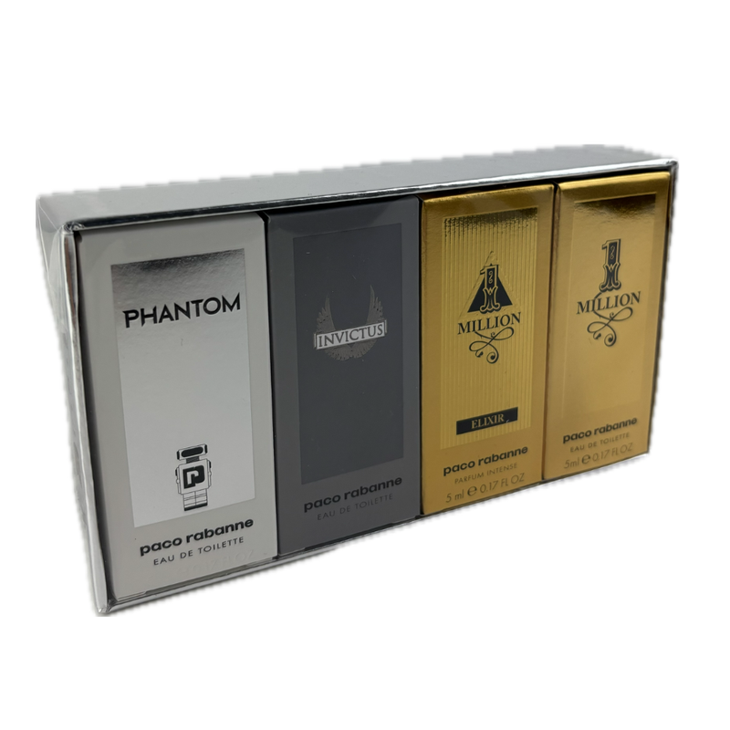 Paco Rabanne Miniatures Set 5ml Phantom + 5ml Invictus + 5ml 1 Million Elixir + 1 Million